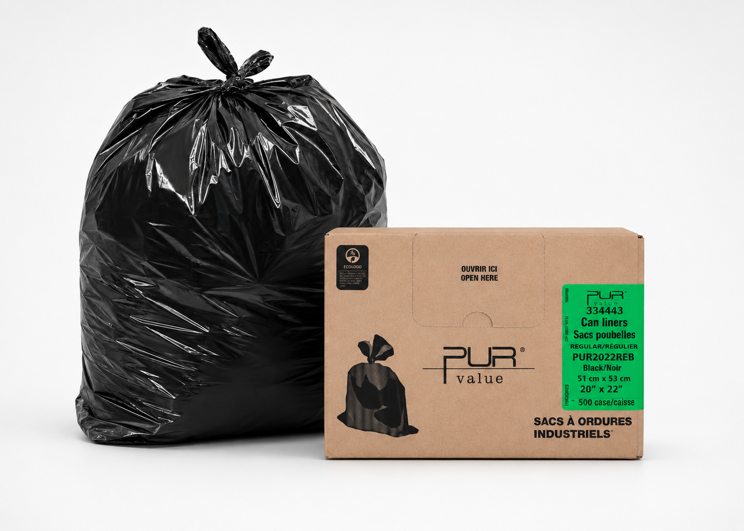 Garbage bags 20 x 22 (Regular) - Black - 500 per case