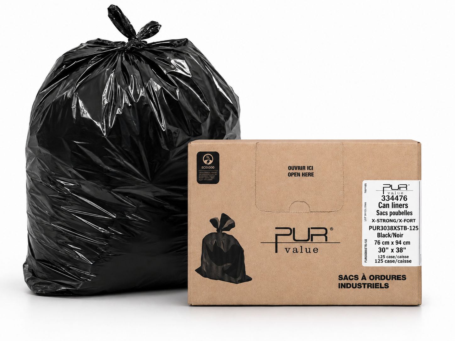 Garbage bags - 30 x 38 (Extra Strong) - Black - 125 per case