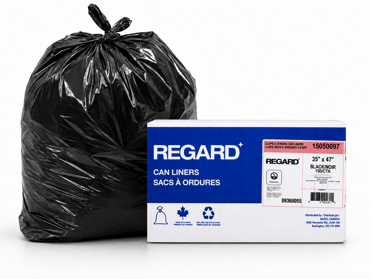 Regard Garbage bags - 35 x 47 (Extra Strong) - Black - 100 per case