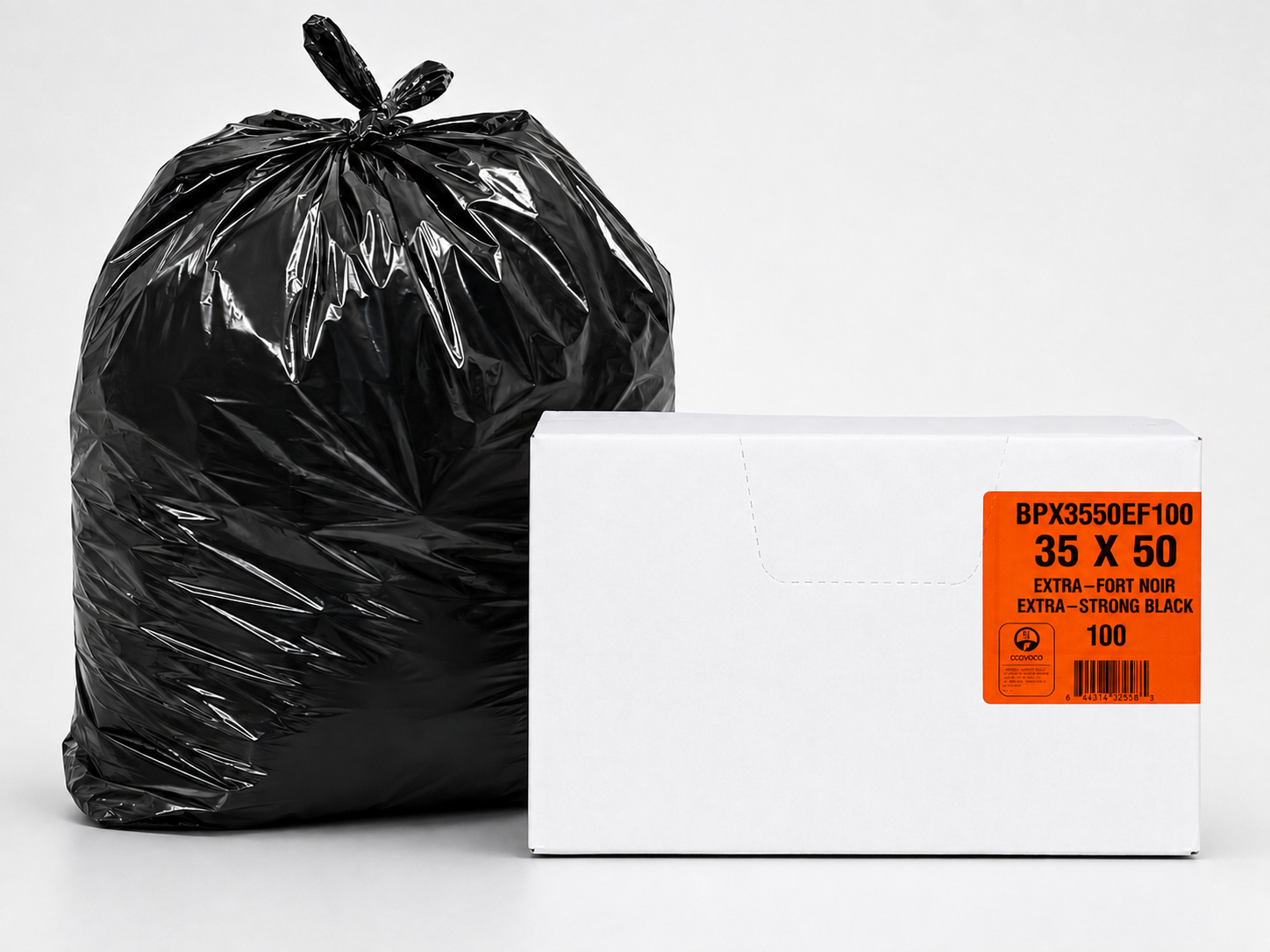 Garbage bags - 35 x 50 (Extra Strong) - Black - 100 per case