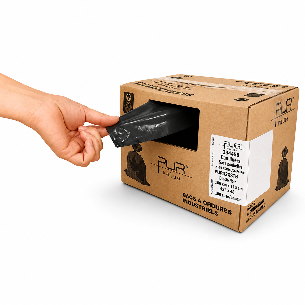 Sacs Poubelles - 42 x 48 (Extra Fort) - Noir - 100 par caisse