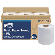 Tork Advanced Centerfeed Hand Towel, White (Case of 6 Rolls, 1,000 per Roll, 6,000 Towels) - 120133