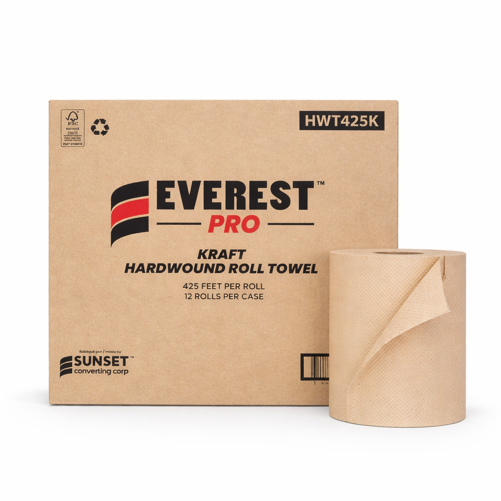 Kraft Hand Roll Paper Towel - 12 Rolls per case (425ft) - Everest Pro