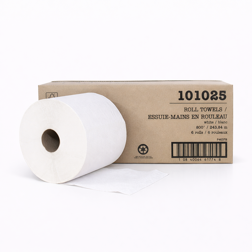 White Roll Towels - 800 ft (6 Rolls)