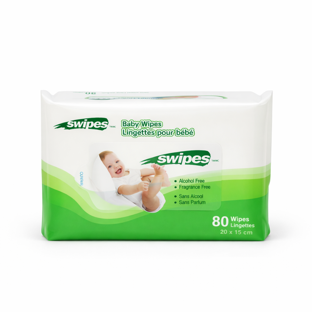 Baby Wipes - 12 bags per case (80 wipes per bag) - By Swipes