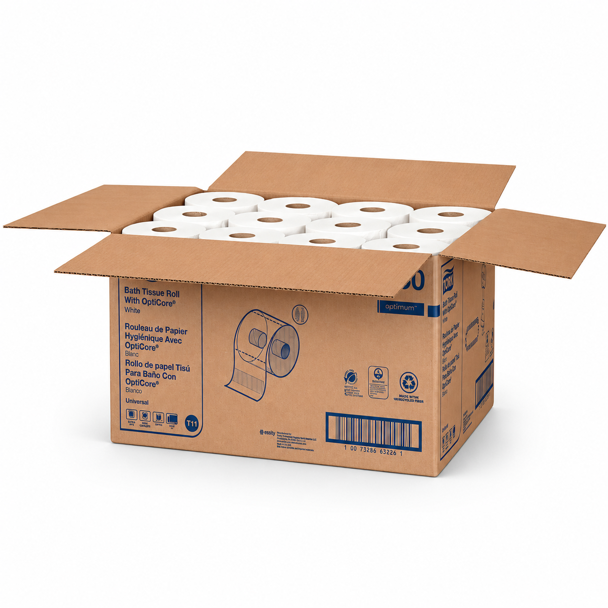 Tork - White Bath Tissue Roll (Opticore), 2-Ply, 36 Rolls per Case - 161990