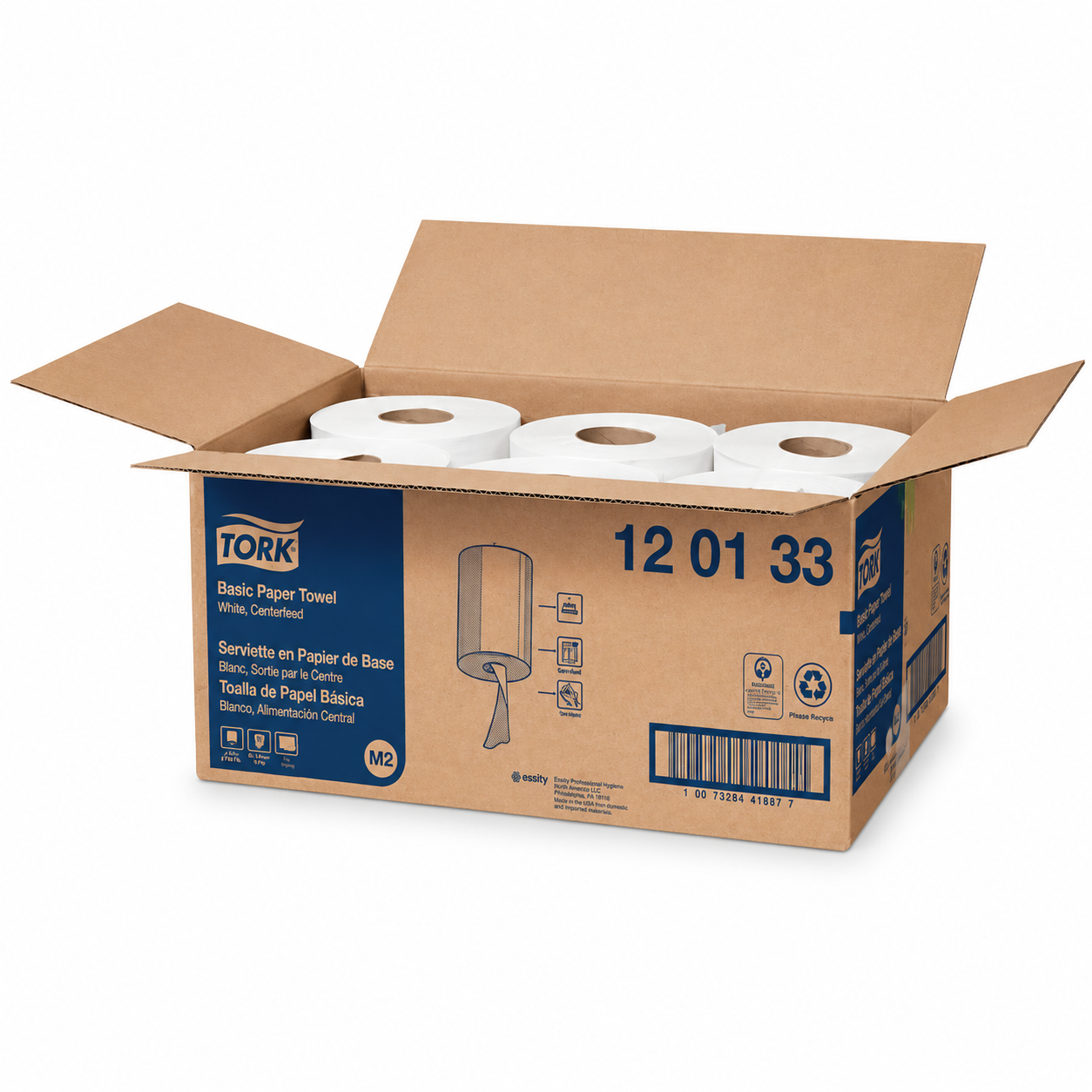 Tork Advanced Centerfeed Hand Towel, White (Case of 6 Rolls, 1,000 per Roll, 6,000 Towels) - 120133