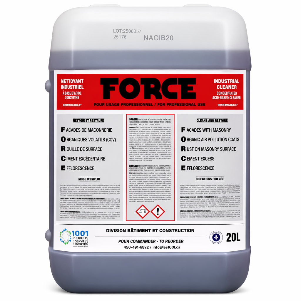 FORCE - Industrial Cleaner - Concentrated Acid-Based Cleaner - 20L – 1001