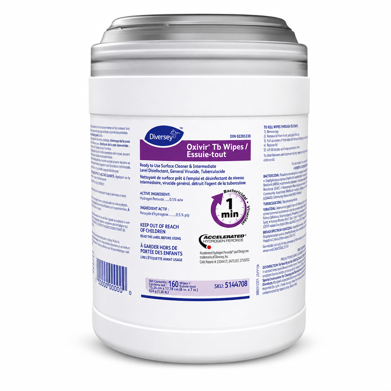 Diversey Oxivir Tb Wipes, 11" X 12"- 160 Wipes per bottle