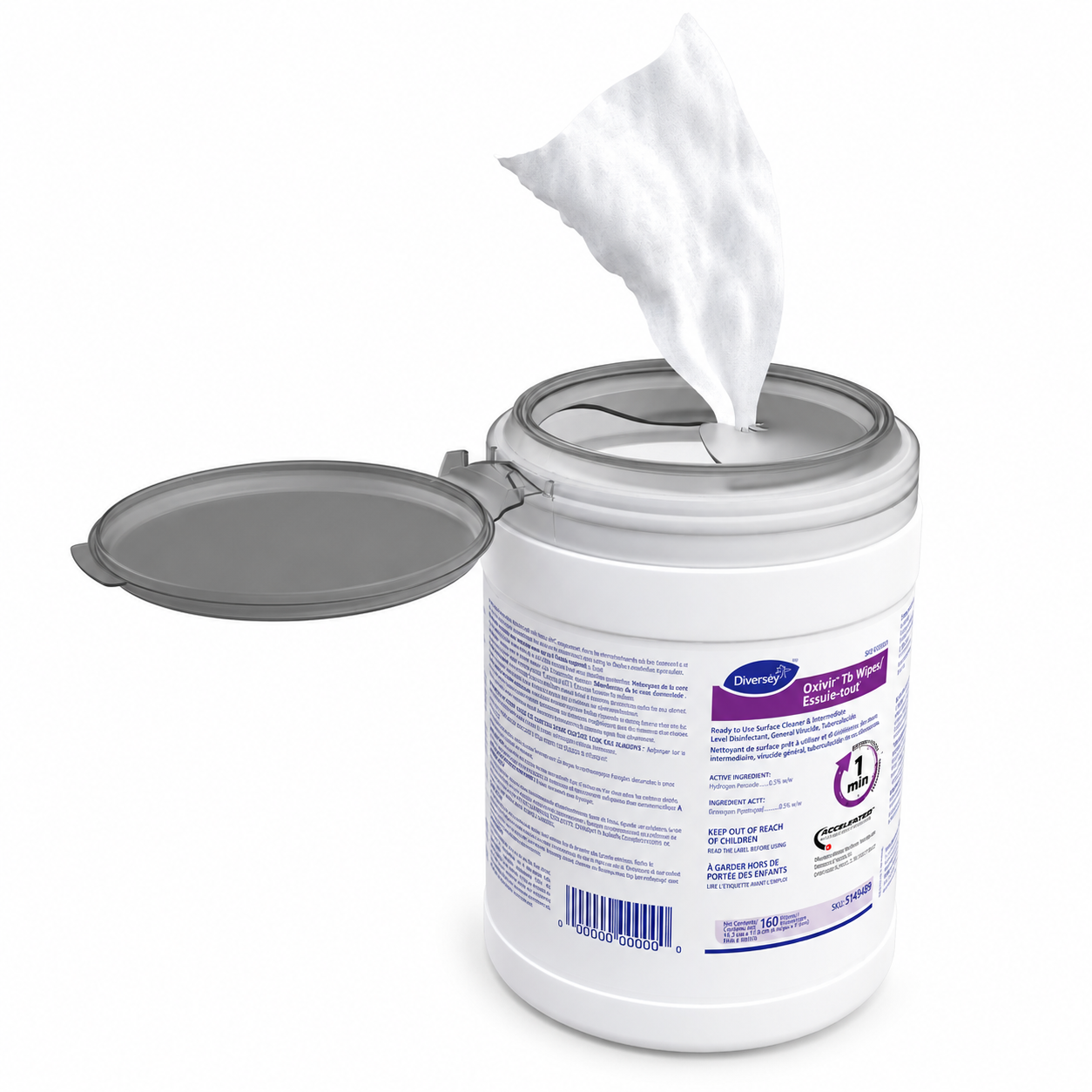 Diversey Oxivir Tb Wipes, 11" X 12"- 160 Wipes per bottle