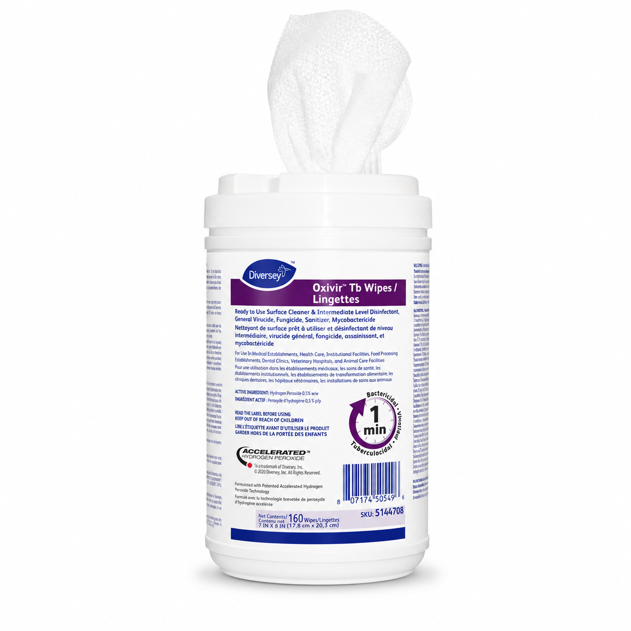 Diversey Oxivir Tb Wipes, 11" X 12"- 160 Wipes per bottle