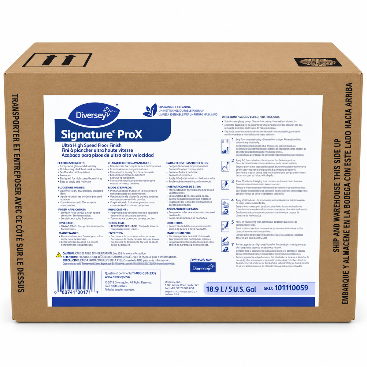 Diversey - Signature ProX UHS Floor Finish – 5 Gallon (18.9 L) – High-Gloss Commercial Floor Finish