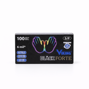 Nitrile Gloves, Powder-free, Latex-free - 100 per pack - Black Forte by Viking