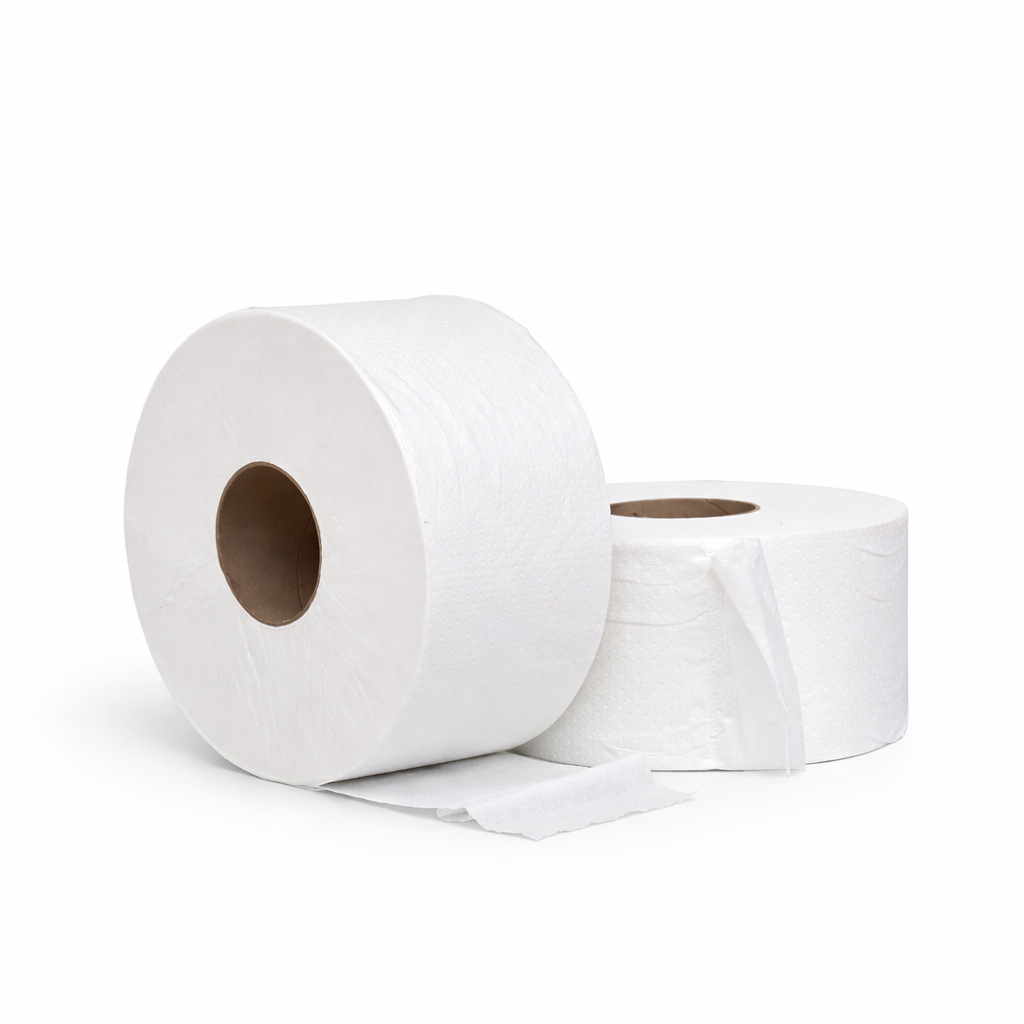 Mini Jumbo Toilet Paper (2 Ply White) - 18 Rolls per case, 750' - Regard