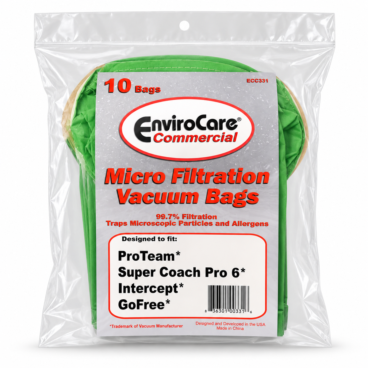 ProTeam 6 - Micro Filter Vacuum Bags - Super Coach Pro 6, GoFit 6, Intercept and GoFree Vacs (10 Pack)