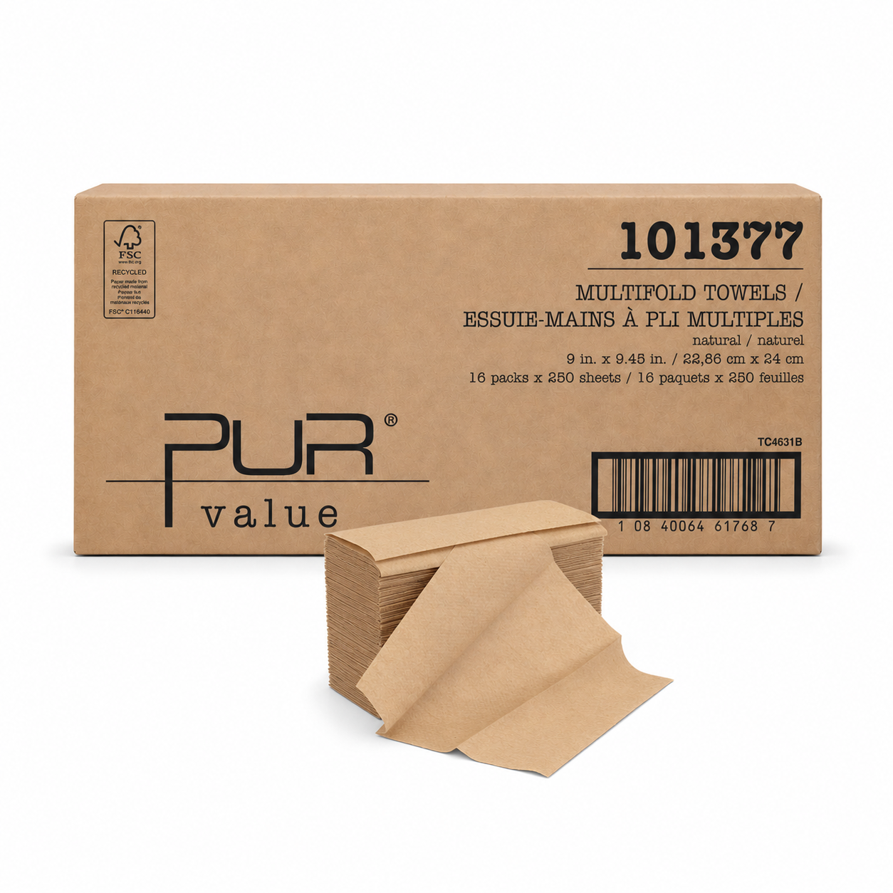 Pur Value - Multifold Paper Towels - 250 Sheets per Pack - 16 Packs Pe ...