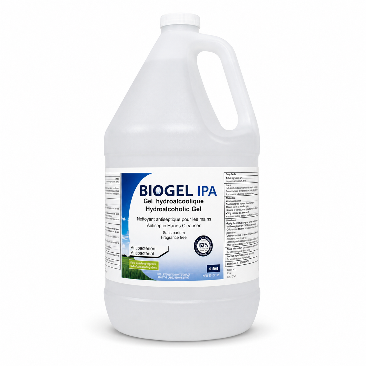 Biogel IPA - Hydroalcoholic Gel, Antiseptic Hands Cleanser 70% - 4L