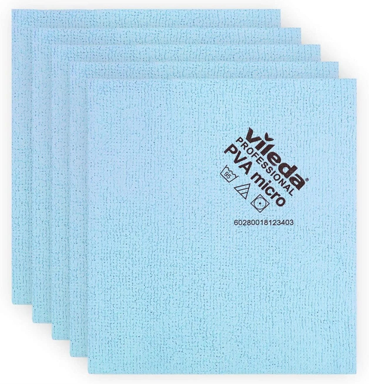 5/Pack - Blue Vileda Highly Absorbent Cleaning Cloth - 15 x 14 - PVA-Coated Microfiber